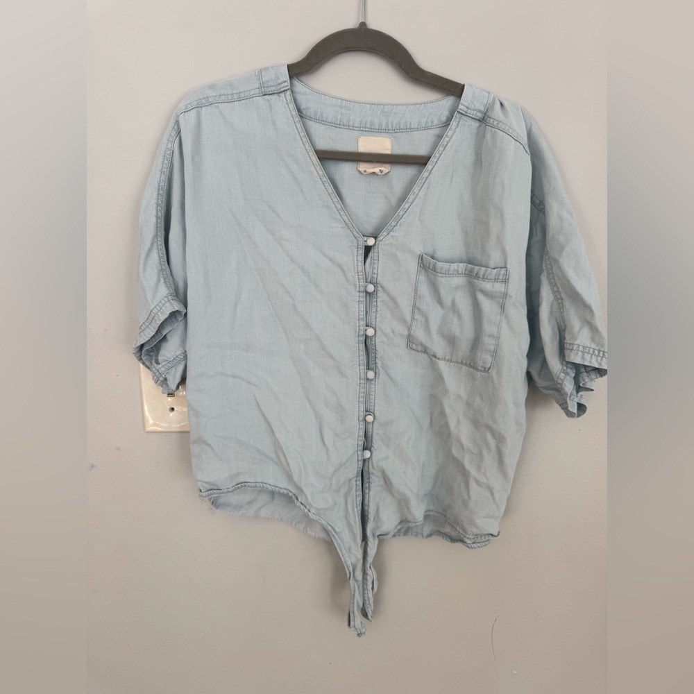 Harper (Anthropologie) Light Blue Button-Up Blouse
